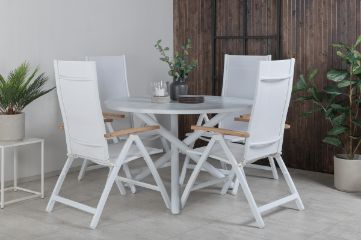 Imagine Masa de dining Alma - Alu alb - ø120cm + Scaun Panama Light 5-pozitii Alb / alb_4