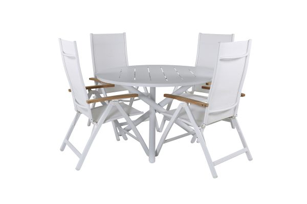 Imagine Masa de dining Alma - Alu alb - ø120cm + Scaun Panama Light 5-pozitii Alb / alb_4