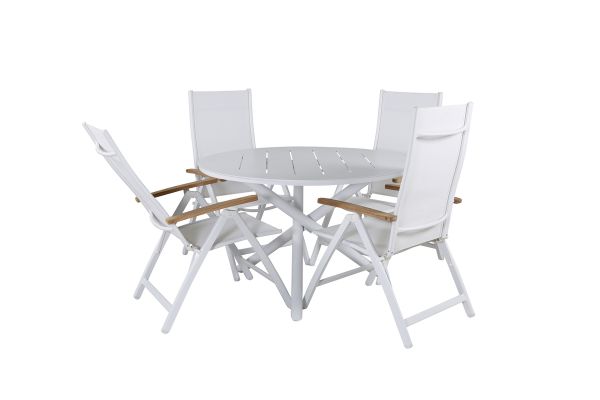 Imagine Masa de dining Alma - Alu alb - ø120cm + Scaun Panama Light 5-pozitii Alb / alb_4