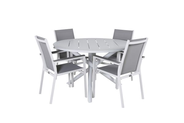 Imagine Masa de dining Alma - Aluminiu alb - ø120cm + Scaun Parma - Alb/Gri _4