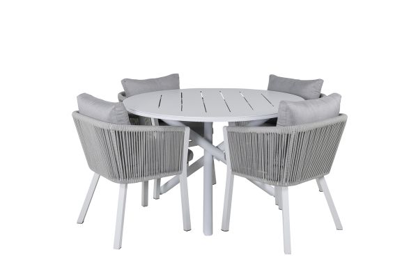 Imagine Masa de dining Alma - Albastru Alu - ø120cm+ Scaun de dining Virya - Albastru Alu / Perna gri _4