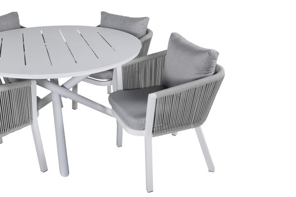 Imagine Masa de dining Alma - Albastru Alu - ø120cm+ Scaun de dining Virya - Albastru Alu / Perna gri _4