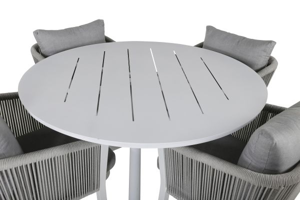 Imagine Masa de dining Alma - Albastru Alu - ø120cm+ Scaun de dining Virya - Albastru Alu / Perna gri _4