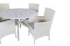 Imagine Masa de dining Alma - Aluminiu alb - ø120cm+ Scaun de dining Malin cu pernă - Alb / gri