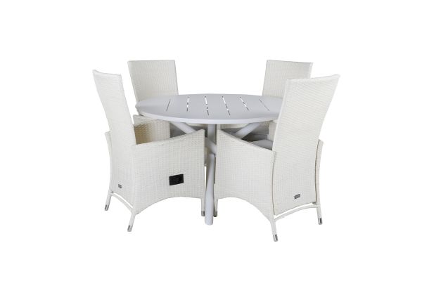 Imagine Masa de dining Alma - Alu alb - ø120cm + Scaun Padova (înclinabil) - Alb/Gri_4