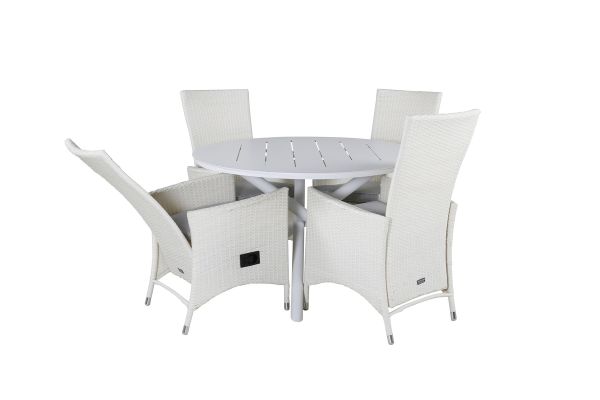 Imagine Masa de dining Alma - Alu alb - ø120cm + Scaun Padova (înclinabil) - Alb/Gri_4