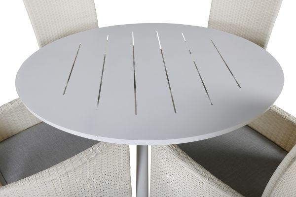 Imagine Masa de dining Alma - Alu alb - ø120cm + Scaun Padova (înclinabil) - Alb/Gri_4