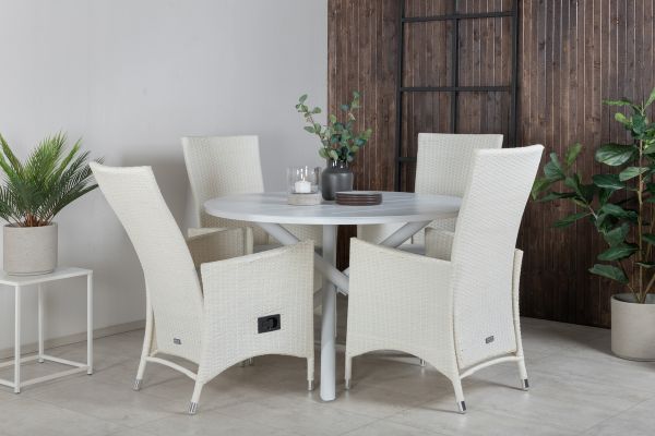 Imagine Masa de dining Alma - Alu alb - ø120cm + Scaun Padova (înclinabil) - Alb/Gri_4