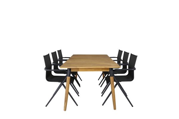 Imagine Masa de dining Julian - Acacia - 210*100cm+Scaun de dining Alina - Alu Negru / Textilen Negru_6