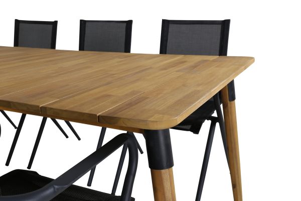 Imagine Masa de dining Julian - Acacia - 210*100cm+Scaun de dining Alina - Alu Negru / Textilen Negru_6