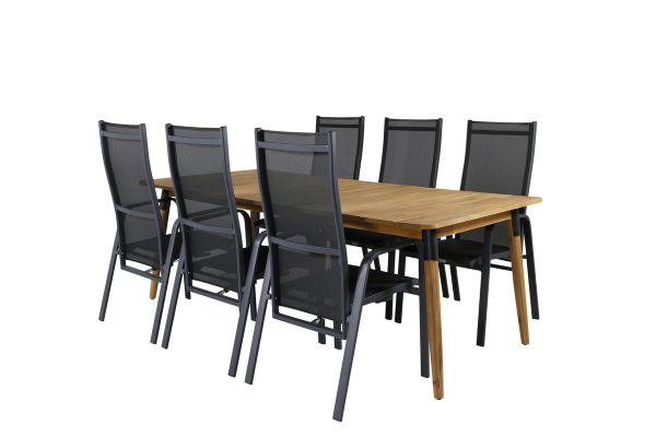 Imagine Masa de dining Julian - Acasia - 210*100cm+Scaun recliner Copacabana - Negru/Negru_6