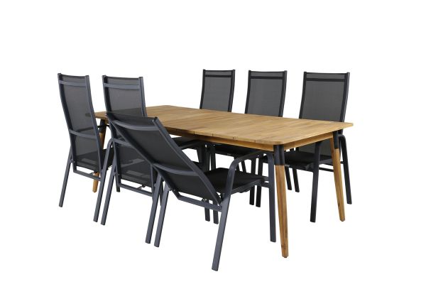 Imagine Masa de dining Julian - Acasia - 210*100cm+Scaun recliner Copacabana - Negru/Negru_6