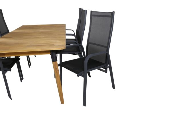 Imagine Masa de dining Julian - Acasia - 210*100cm+Scaun recliner Copacabana - Negru/Negru_6