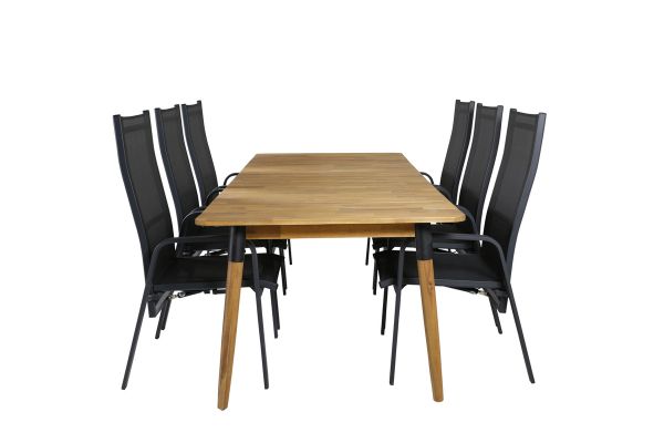 Imagine Masa de dining Julian - Acasia - 210*100cm+Scaun recliner Copacabana - Negru/Negru_6