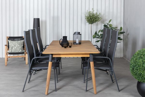 Imagine Masa de dining Julian - Acasia - 210*100cm+Scaun recliner Copacabana - Negru/Negru_6