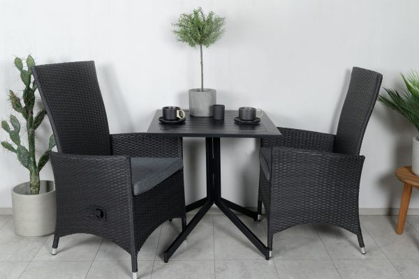 Imagine Masa de cafea Way 70*70 + scaun Padova (recliner) - Negru/Gri_2