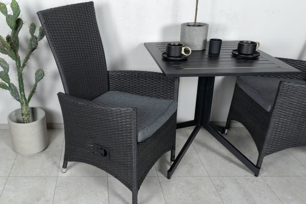 Imagine Masa de cafea Way 70*70 + scaun Padova (recliner) - Negru/Gri_2