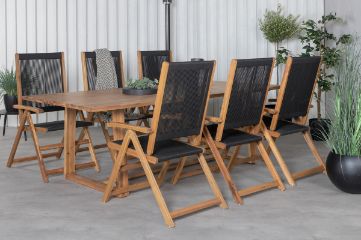 Imagine Plankton - Dining Table acacia - 220*100+Little John foldable Chair - Rope / Acacia_6