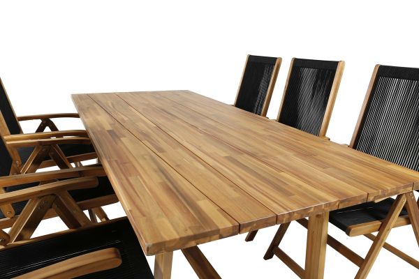 Imagine Plankton - Dining Table acacia - 220*100+Little John foldable Chair - Rope / Acacia_6