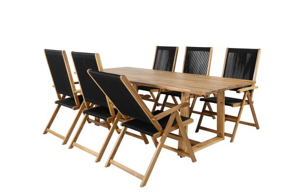 Imagine Plankton - Dining Table acacia - 220*100+Little John foldable Chair - Rope / Acacia_6