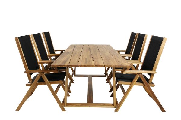 Imagine Plankton - Dining Table acacia - 220*100+Little John foldable Chair - Rope / Acacia_6