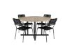 Imagine Masa de dining Cruz - Oțel negru / Acacia (aspect de teak) ø140cm +Scaun de dining Lindos - Aluminiu negru / Frânghie neagră _4