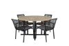 Imagine Masa de dining Cruz - Oțel negru / Acacia (aspect de tec) ø140cm + Scaun de dining Dallas _4