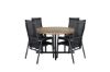 Imagine Masa de dining Cruz - Otel Negru / Acacia (aspect de tek) ø140cm + Scaun de relaxare Copacabana - Negru/Negru _4