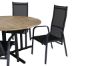 Imagine Masa de dining Cruz - Otel Negru / Acacia (aspect de tek) ø140cm + Scaun de relaxare Copacabana - Negru/Negru _4