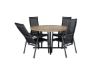 Imagine Masa de dining Cruz - Otel Negru / Acacia (aspect de tek) ø140cm + Scaun de relaxare Copacabana - Negru/Negru _4