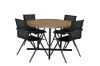 Imagine Masă de dinning Cruz - Oțel Negru / Acacia (aspect de teak) ø140cm + Scaun de dinning Alina - Aluminiu Negru / Textilene Negru _4