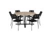 Imagine Masa de dining Cruz - Oţel negru / Acacia (aspect de tek) ø140cm + Fotoliu Lindos - Aluminiu negru / Cord negru _6