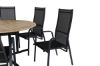 Imagine Masa de dining Cruz - Oțel negru / Acacia (aspect de tec) ø140cm + Scaun de dining reclinabil Copacabana - Negru/Negru _6