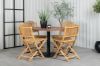 Imagine Cot Dining Table - Black steel / Acacia (teaklook) - ø100cm+ Cane Foldable dining Chair - Bamboo / Grey Cushion_4