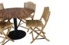 Imagine Cot Dining Table - Black steel / Acacia (teaklook) - ø100cm+ Cane Foldable dining Chair - Bamboo / Grey Cushion_4