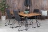 Imagine Masa de dining Chan - Otel negru / Acacia (aspect teak) - 200cm+ Scaun de dining Bois - Aluminiu negru / Sfoara neagra / Acacia_4