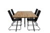 Imagine Masa de dining Chan - Otel negru / Acacia (aspect teak) - 200cm+ Scaun de dining Bois - Aluminiu negru / Sfoara neagra / Acacia_4