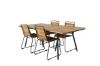 Imagine Vă rog să traduceți complet: Chan Dining Table - Black Steel / Acacia (aspect de tec) - 200cm + Bois Dining Chair - Black Alu / Acacia_4