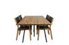 Imagine Masa de dining Chan - otel negru / Acacia (aspect teak) - 200cm+ Scaun empilabil Venice - Teak / Textilena neagra_4