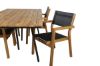 Imagine Masa de dining Chan - otel negru / Acacia (aspect teak) - 200cm+ Scaun empilabil Venice - Teak / Textilena neagra_4