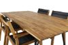 Imagine Masa de dining Chan - otel negru / Acacia (aspect teak) - 200cm+ Scaun empilabil Venice - Teak / Textilena neagra_4