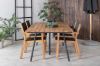 Imagine Masa de dining Chan - otel negru / Acacia (aspect teak) - 200cm+ Scaun empilabil Venice - Teak / Textilena neagra_4