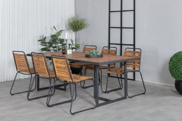 Imagine Vă rugăm să traduceți complet Khung Dining Table - Black Steel / Acacia (teklook) - 200*100cm+Bois Dining Chair - Black Alu / Acacia_6