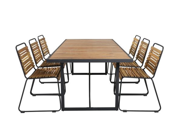 Imagine Vă rugăm să traduceți complet Khung Dining Table - Black Steel / Acacia (teklook) - 200*100cm+Bois Dining Chair - Black Alu / Acacia_6