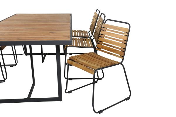 Imagine Vă rugăm să traduceți complet Khung Dining Table - Black Steel / Acacia (teklook) - 200*100cm+Bois Dining Chair - Black Alu / Acacia_6