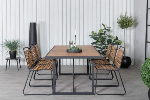 Imagine Vă rugăm să traduceți complet Khung Dining Table - Black Steel / Acacia (teklook) - 200*100cm+Bois Dining Chair - Black Alu / Acacia_6