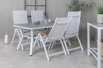 Imagine Virya Dining Table - White Alu / Grey Glass - small table+Panama Light 5-pos Chair White / white_4