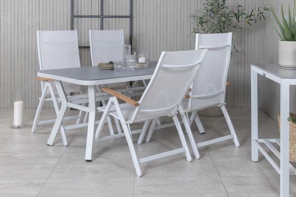 Imagine Virya Dining Table - White Alu / Grey Glass - small table+Panama Light 5-pos Chair White / white_4