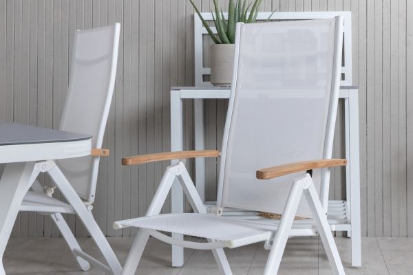 Imagine Virya Dining Table - White Alu / Grey Glass - small table+Panama Light 5-pos Chair White / white_4