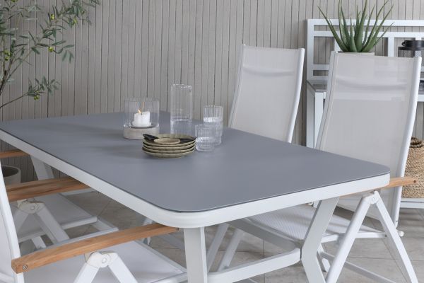 Imagine Virya Dining Table - White Alu / Grey Glass - small table+Panama Light 5-pos Chair White / white_4